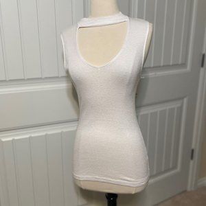 NWOT White Shimmer Michael Stars Sleeveless Cut-Out Top OS